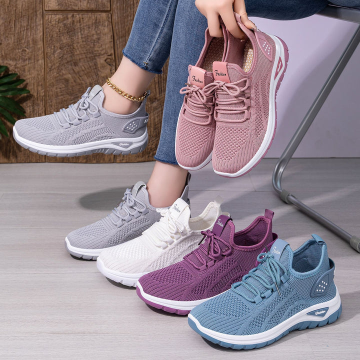 Women's sock-like knit-fit sneakers with elastic lacing, perforated heel reinforcement, and cushioned platform sole Mune Fashion