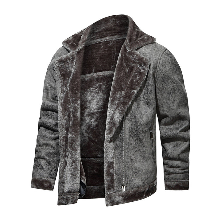 Men's biker jacket made of faux leather with teddy lining Mune Fashion