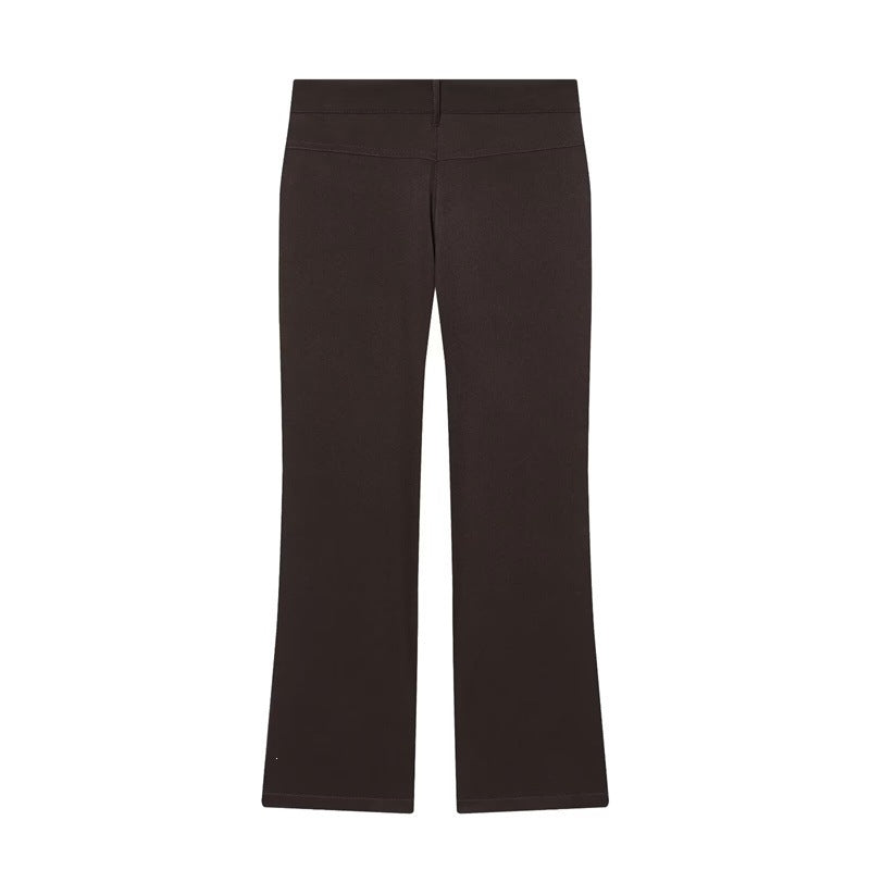 Women High-Waisted Flared Trousers with Belt Loops and Welt Pockets Mune Fashion