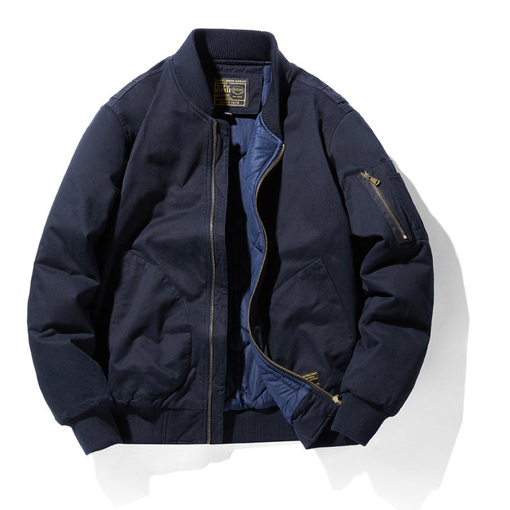 Men's  urban patched utility zip-up bomber with sleeve pen pocket Mune Fashion