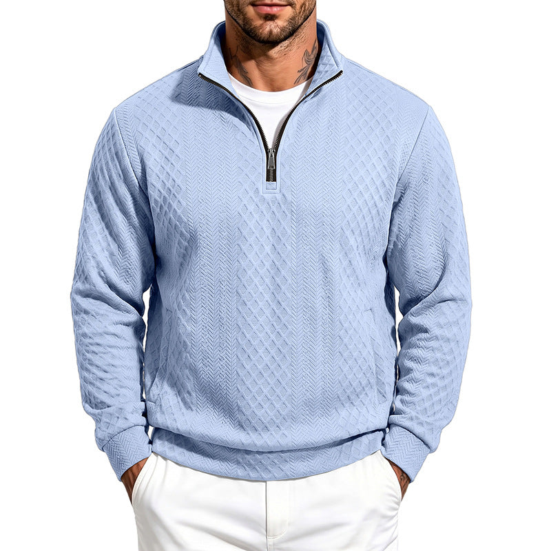 Men's troyer sweatshirt with fine diamond structure, half zip and side pockets Mune Fashion