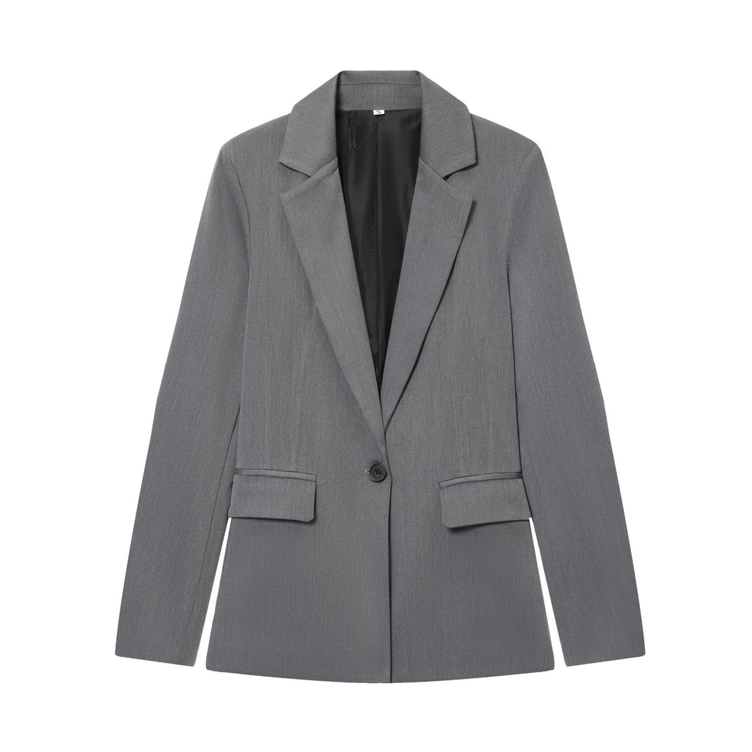 Ladies slim one-button business blazer with patch pockets and defined shoulder shape Mune Fashion