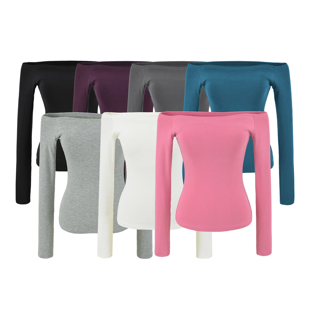 Women Fitted Off-Shoulder Long Sleeve made of Stretch Jersey Mune Fashion