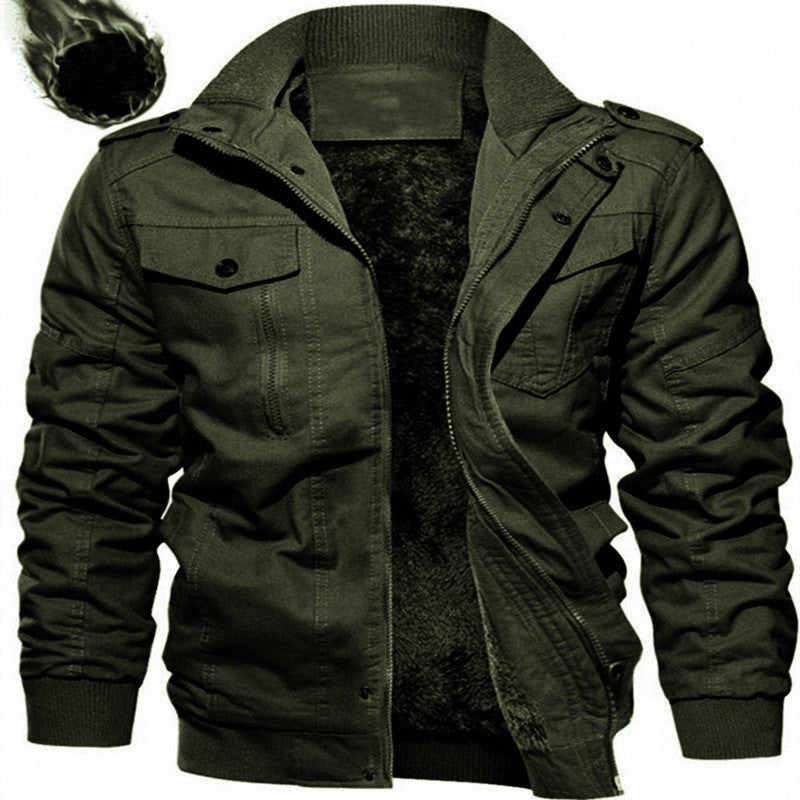 Men's Insulated Canvas Field Jacket with Teddy Lining and Shoulder Flaps Mune Fashion