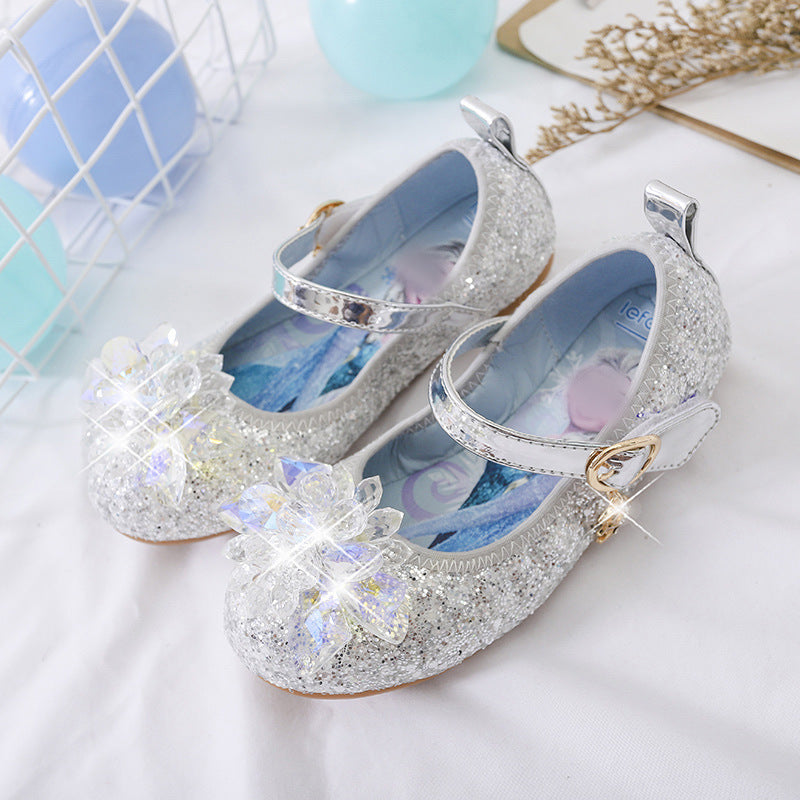 Girls Glittering Ballerina Sandals with Flower Appliqués Mune Fashion