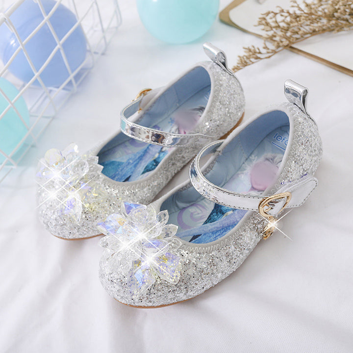 Girls Glittering Ballerina Sandals with Flower Appliqués Mune Fashion