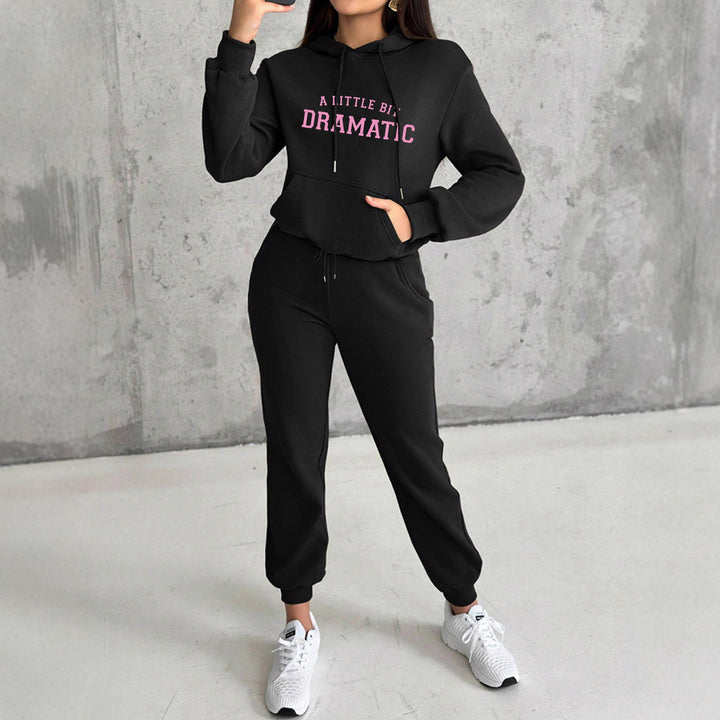 Women's Hooded Sweatshirt and Slim Jogging Pants Lounge Set with Kangaroo Pocket, Ribbed Cuffs and Fitted Cut Mune Fashion