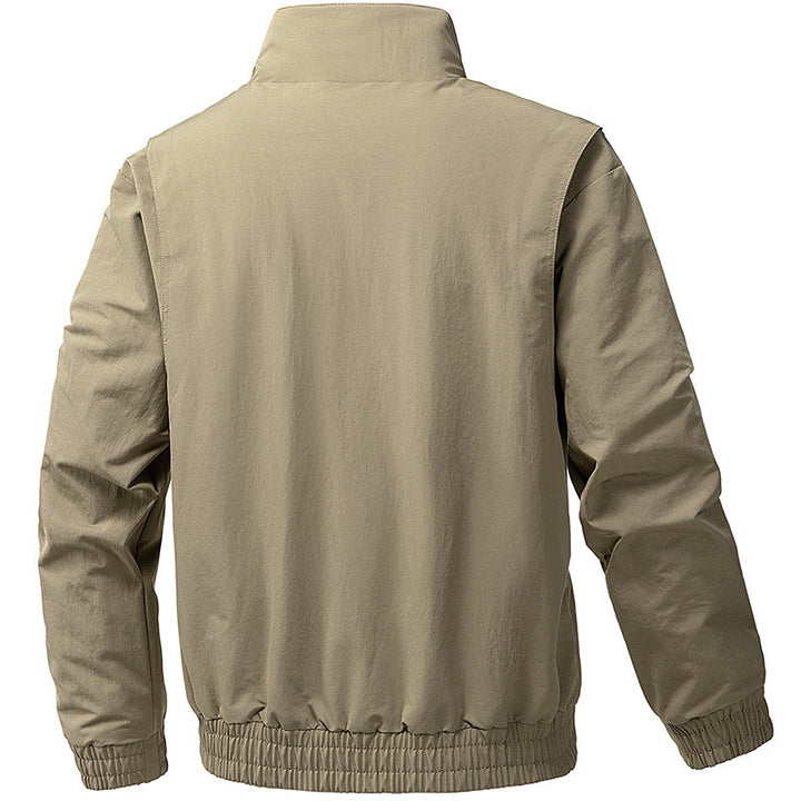 Men's Windproof Utility Bomber Jacket with Stand Collar, Elastic Cuffs, and Concealed Zipper Mune Fashion