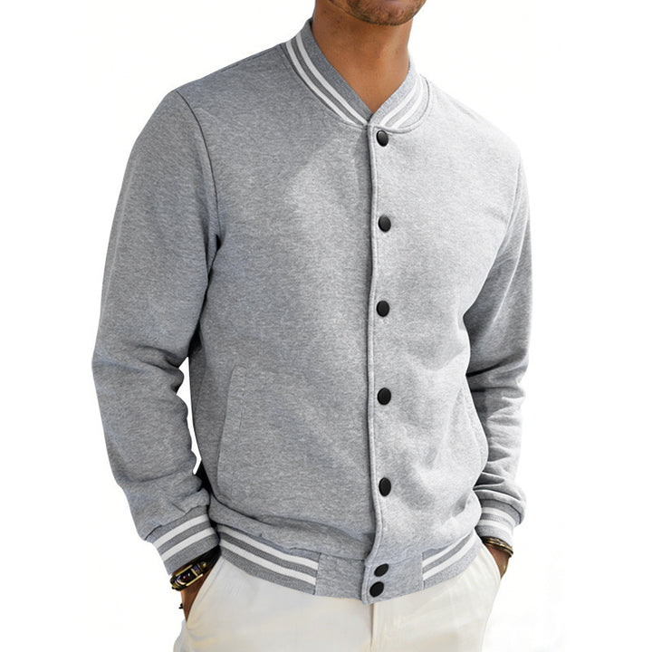 Men's varsity bomber jacket made of sweat with striped ribbed collar Mune Fashion