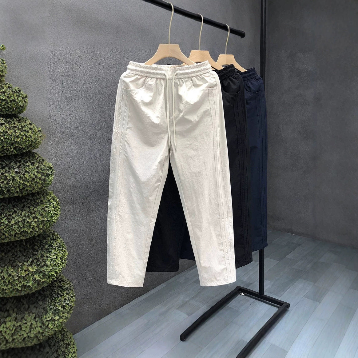 Men's Sporty Casual Pants with Elastic Waistband Mune Fashion