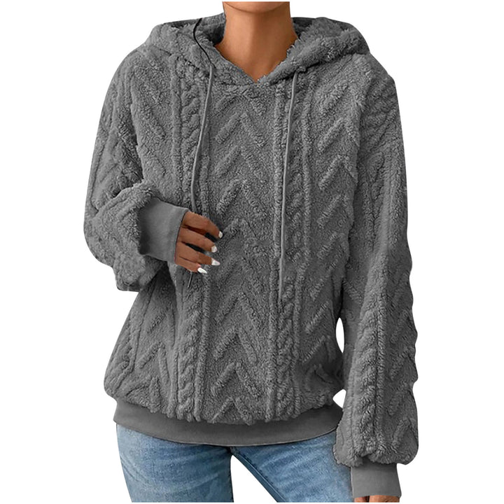 Women's hooded sweater with cable pattern, side pockets and ribbed cuffs Mune Fashion