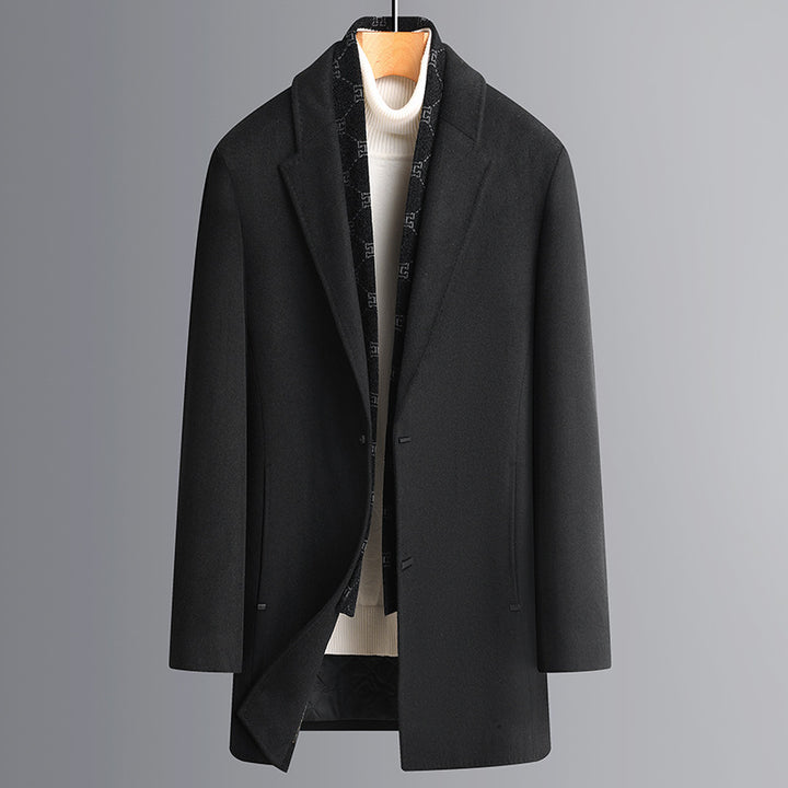 Men's Elegant Single-Breasted Wool Mix Overcoat with Slim Silhouette Mune Fashion