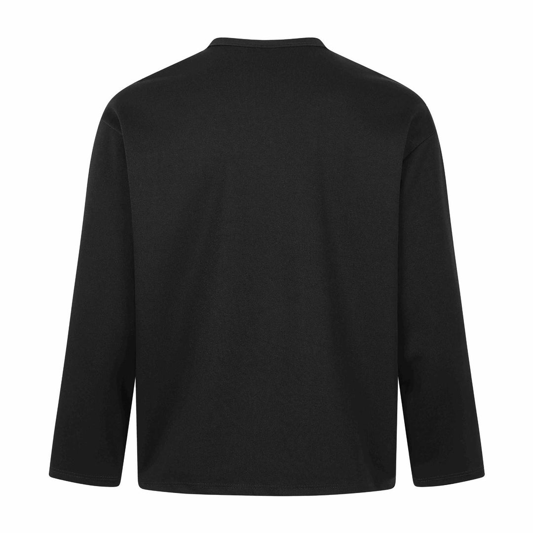 Unisex Oversize Henley Sweatshirt with Notch Collar, 3/4 Sleeves and Print Mune Fashion