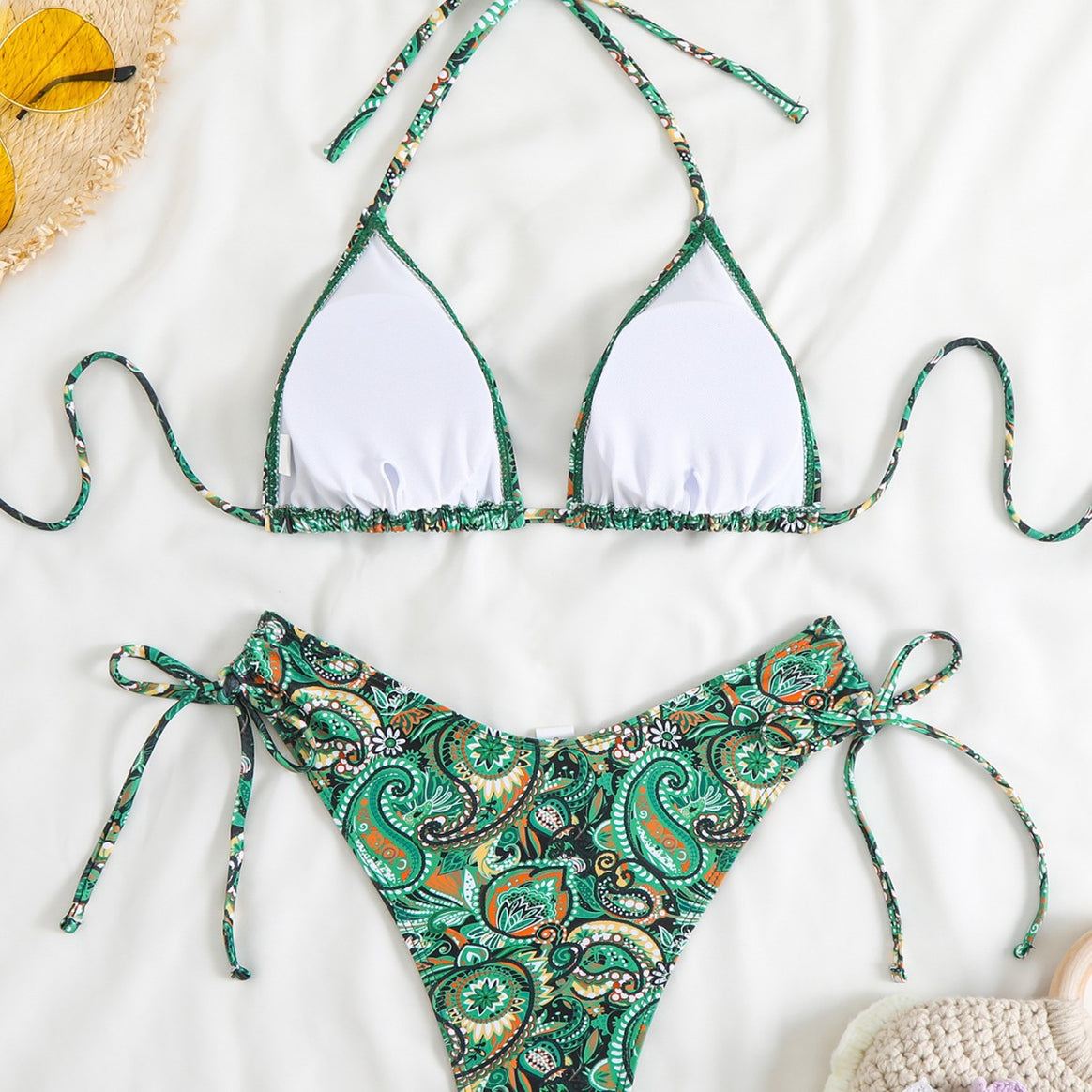 Ladies Bikini set with adjustable triangle top and high cut leg Mune Fashion