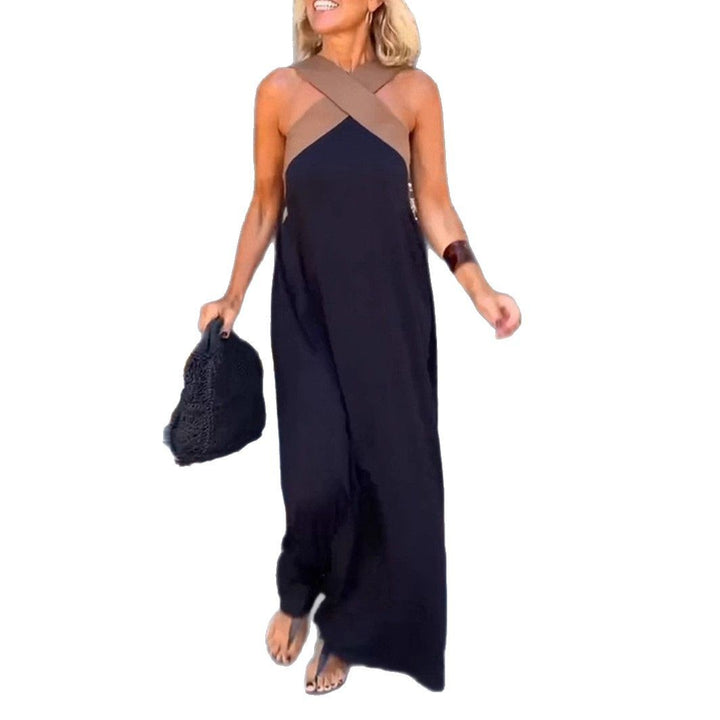 Women’s airy kaftan dress with crossed strap detail, breast yoke and wide fall Mune Fashion