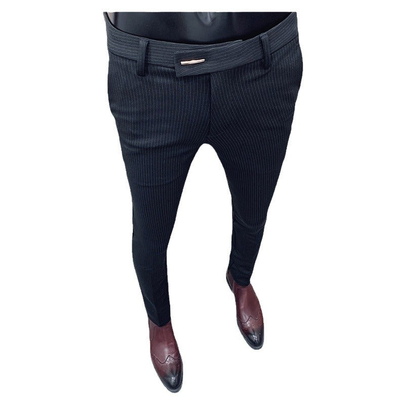 Men's narrow cut pinstripe suit trousers with a slim tapering leg Mune Fashion