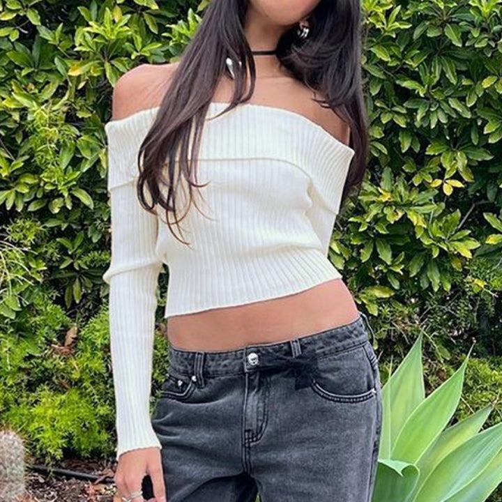Women Off-Shoulder Knit Top Mune Fashion 1788168829