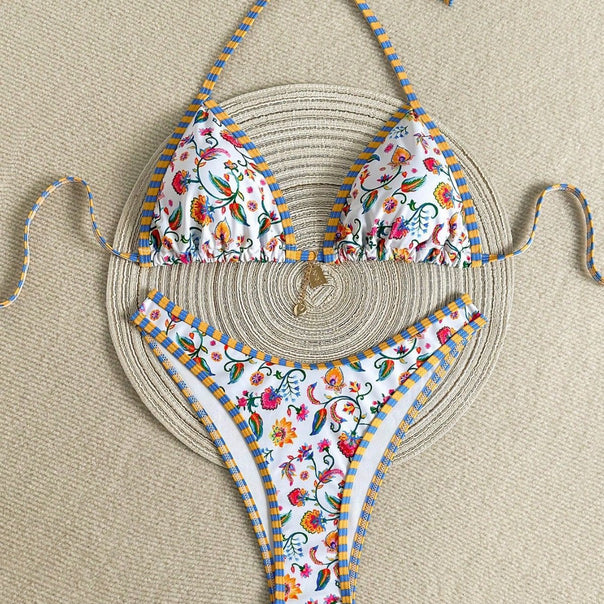 Women's Triangle Bikini with Colorful Floral Print Mune Fashion