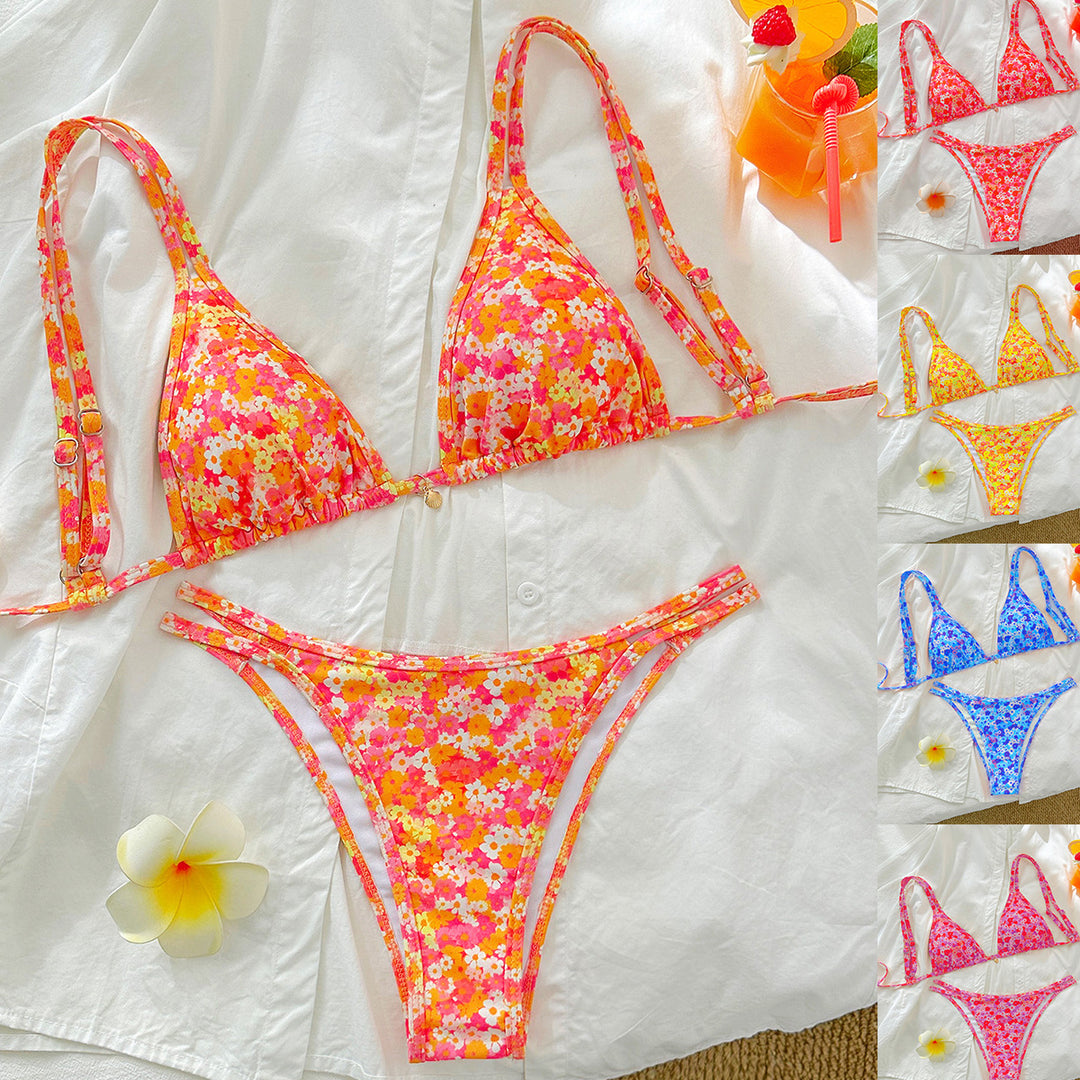 Women's Triangle Bikini with Floral Patterns Mune Fashion