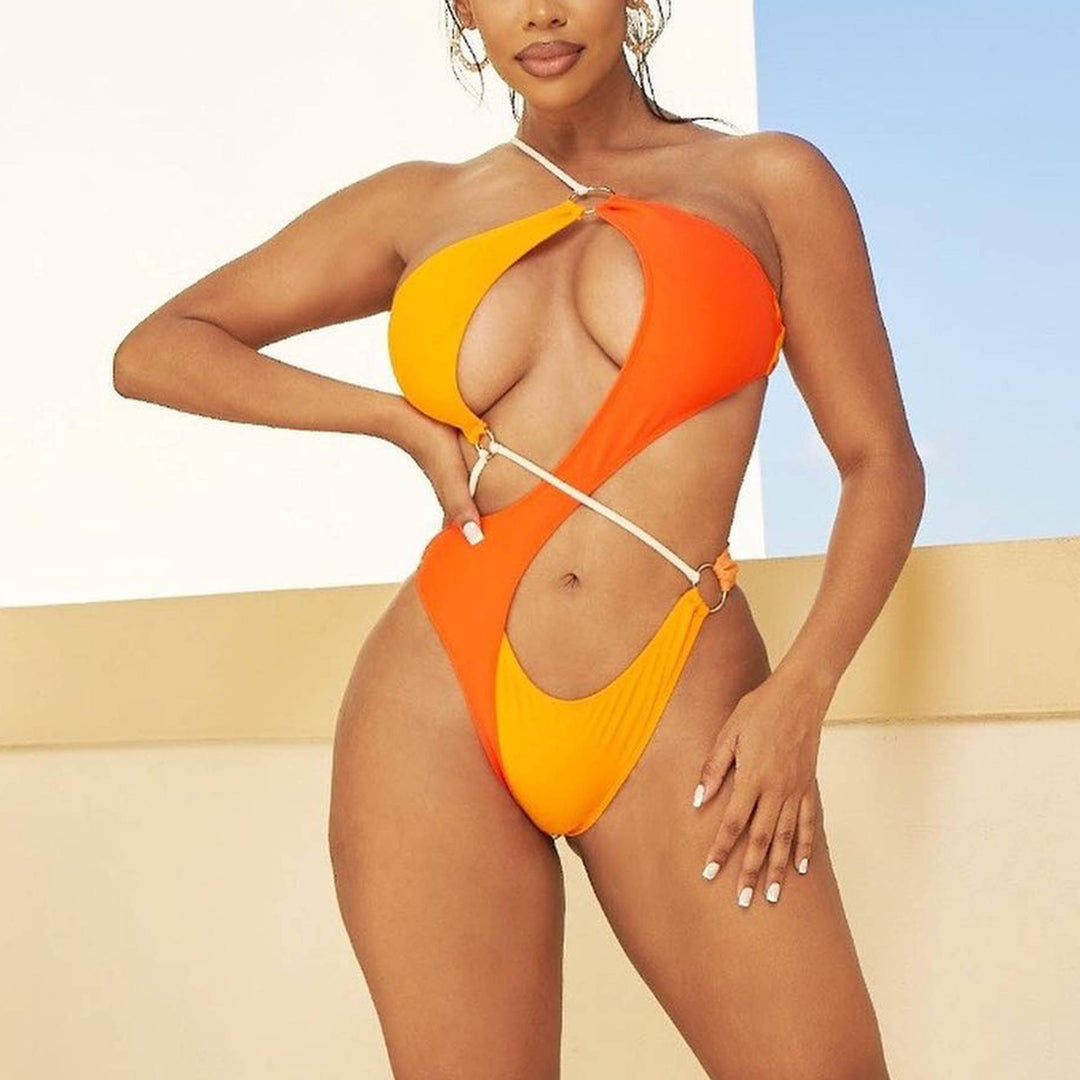 Women One-Piece Swimsuit with Innovative Cut-Out and Fashionable Ring Details Mune Fashion