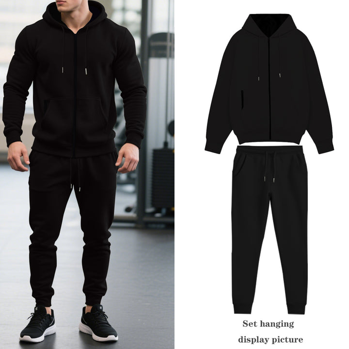 Men's two-piece Performance Fleece jogging suit set with hoodie, concealed zipper and tapered jogging pants Mune Fashion