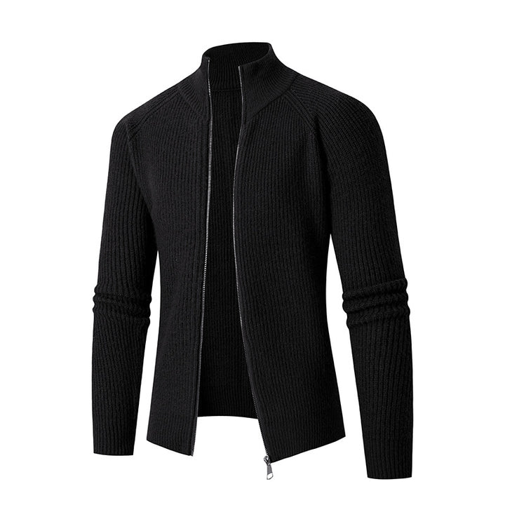 Men's slim zip cardigan made of merino mix with ribbed structure and raglan sleeves Mune Fashion