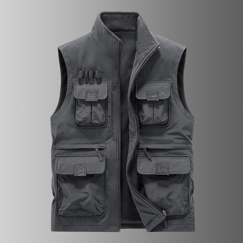 Men's Multi-functional Utility Vest with Fleece Lining & Multiple Pockets Mune Fashion
