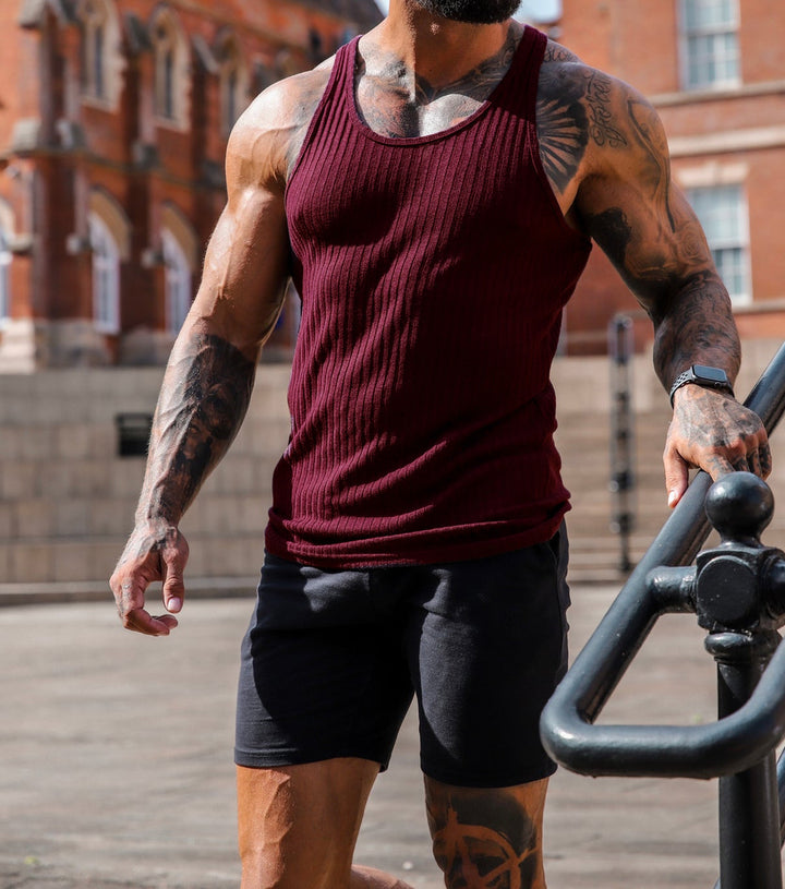 Men's ribbed muscle shirt with U-neck and stretchy cotton blend Mune Fashion