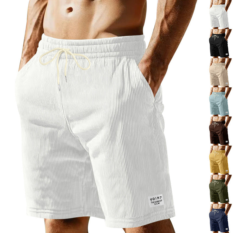 Men's knee-length lounge shorts in ribbed structure jersey with elastic drawstring waistband and patch pockets Mune Fashion