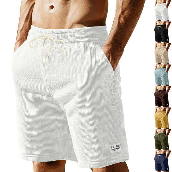 Men's knee-length lounge shorts in ribbed structure jersey with elastic drawstring waistband and patch pockets Mune Fashion