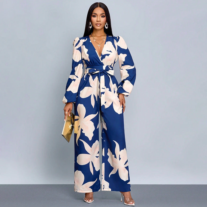 Women Elegant Maxi Dress with Deep V-Neck and Novoline Mune Fashion