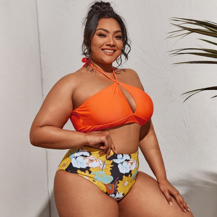 Women's bikini set with high waist and playful floral pattern Mune Fashion