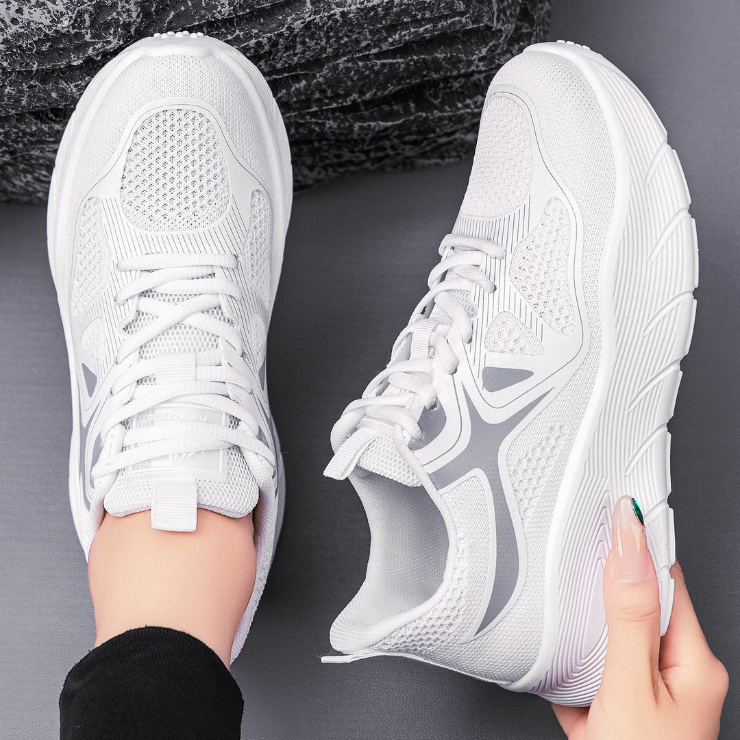 Ladies seamless performance walking sneaker with breathable knit upper, reinforced toe cap and extra high cushioning platform sole Mune Fashion