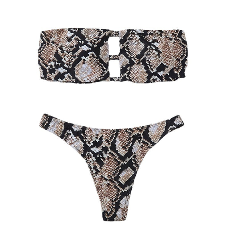 Women’s bandeau bikini with elegant cut-out and striking snake print Mune Fashion