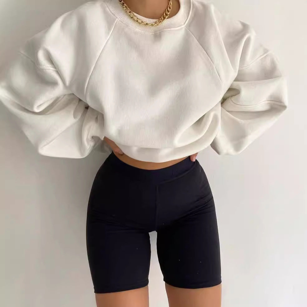 Women's Comfort Loungewear Set Oversized Sweatshirt with High-Waist Biker Shorts Mune Fashion