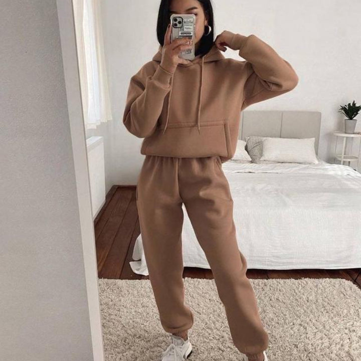 Women's cozy oversized hoodie and high-waist jogging pants set Mune Fashion