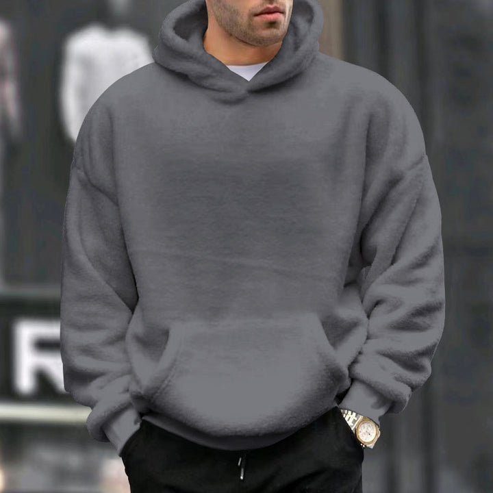 Men's oversized fleece hoodie with kangaroo pocket and dropped shoulders Mune Fashion