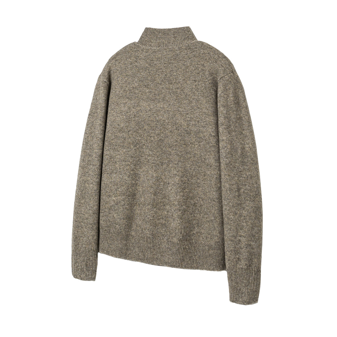 Women's knit cardigan with stand-up collar, full button placket, and ribbed hem Mune Fashion