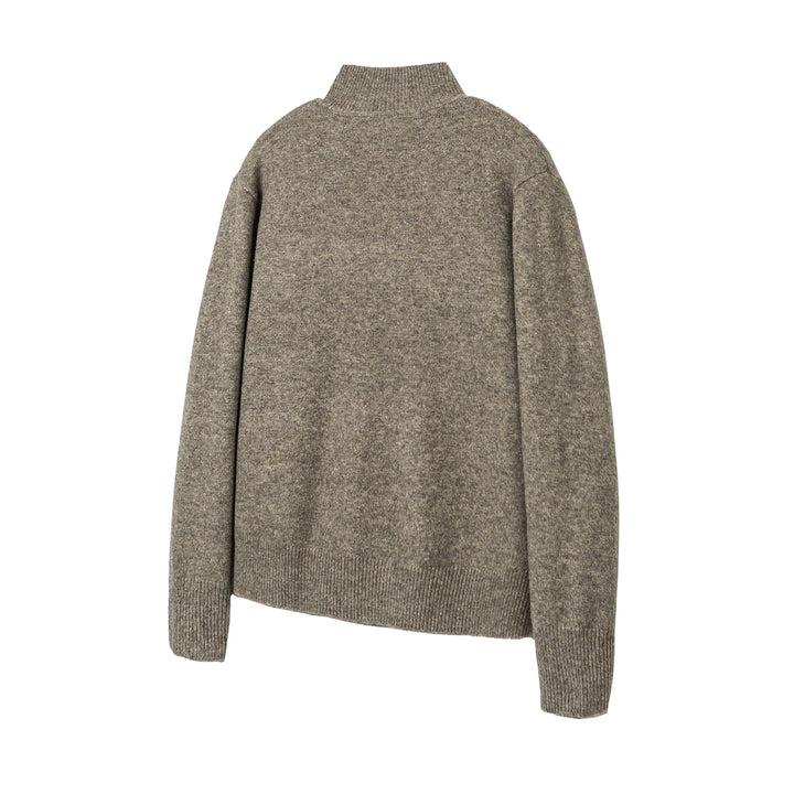 Women's knit cardigan with stand-up collar, full button placket, and ribbed hem Mune Fashion