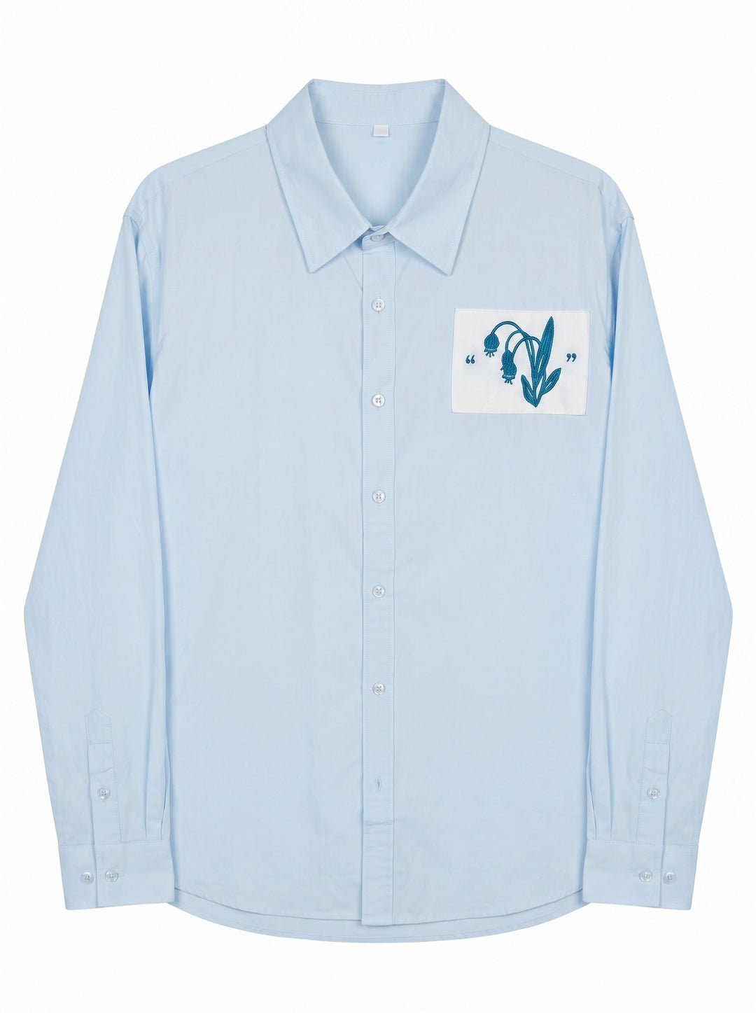 Men's Oversized Shirt with Embroidered Chest Patch and Kent Collar Mune Fashion
