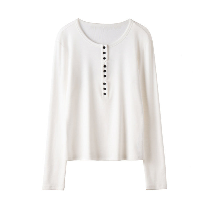 Women's Long Sleeve Henley Shirt made of fine jersey with decorative button placket Mune Fashion
