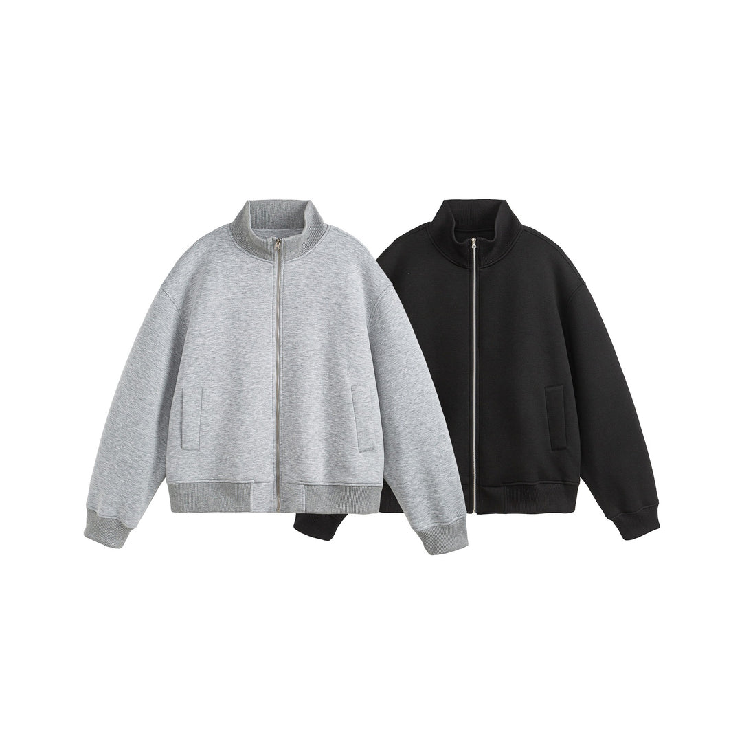 Unisex Boxy-Zip Sweat Jacket with Funnel Neck and Ribbed Cuffs Mune Fashion