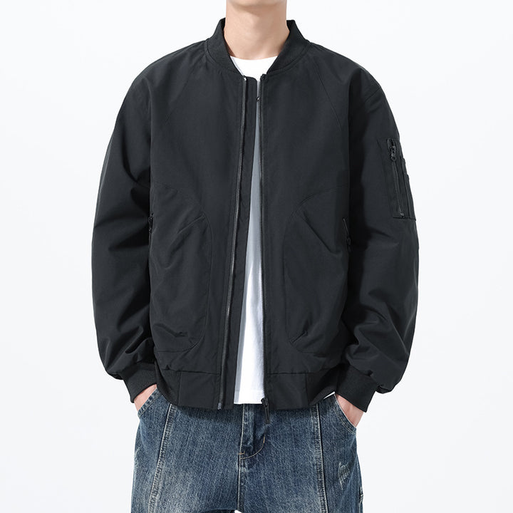 Men's Lightweight Bomber Jacket in Utility Style with Arm Pocket and Ribbed Cuffs Mune Fashion