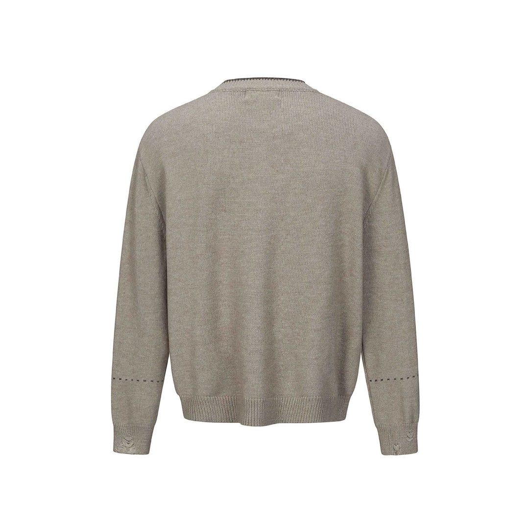 Unisex Simple Cardigan with Round Neck, Wooden Button Placket and Ribbed Hem Mune Fashion