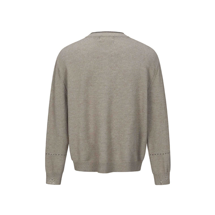 Unisex Simple Cardigan with Round Neck, Wooden Button Placket and Ribbed Hem Mune Fashion