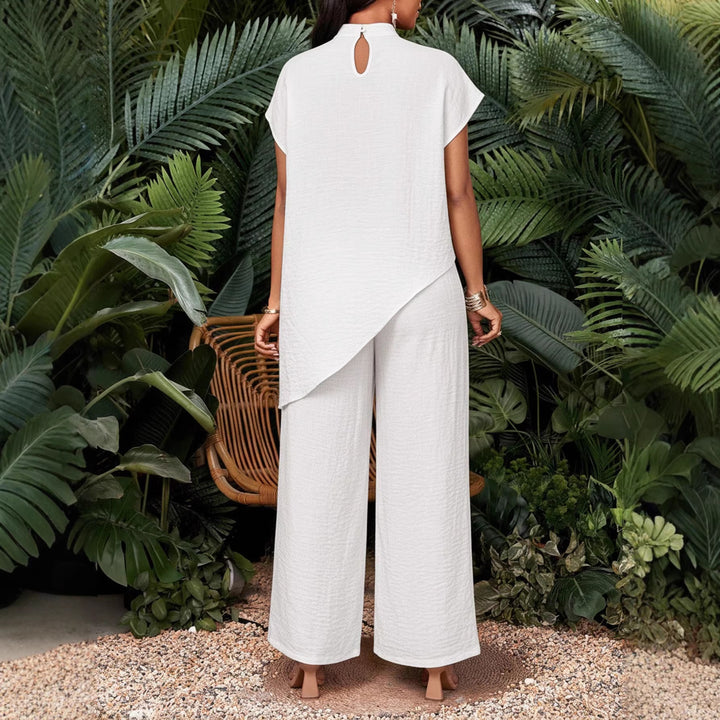 Women's Two-Piece Set with Asymmetrical Tunic and Wide Palazzo Pants Mune Fashion