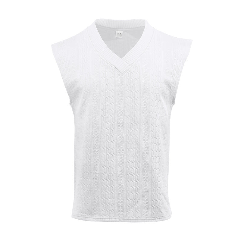 Men's knitted vest with V-neck and cable pattern Mune Fashion