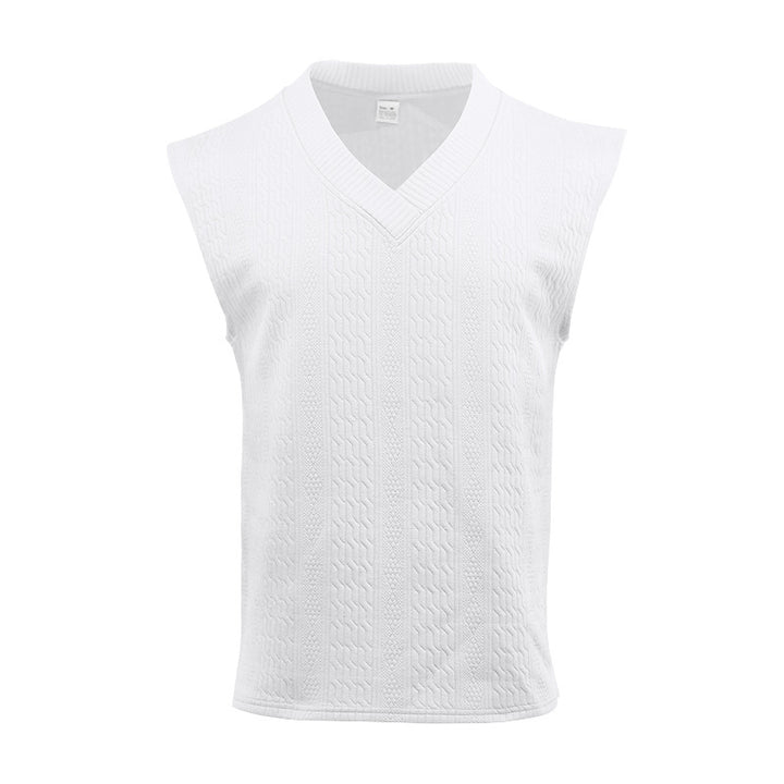 Men's knitted vest with V-neck and cable pattern Mune Fashion