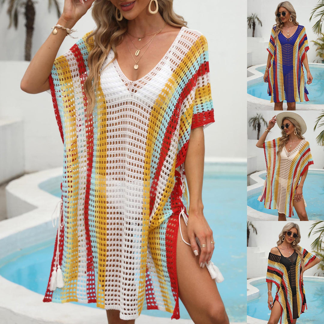 Women’s casual crochet beach cover-up with colorful pattern Mune Fashion