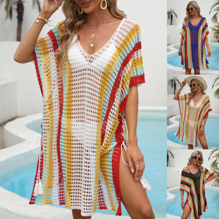 Women’s casual crochet beach cover-up with colorful pattern Mune Fashion